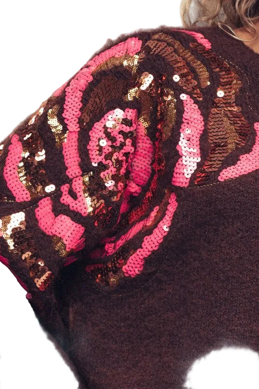 Suéter con Flor de Lentejuelas