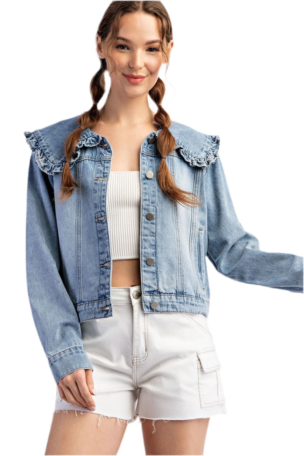 Chamarra Denim con Cuello Bobo