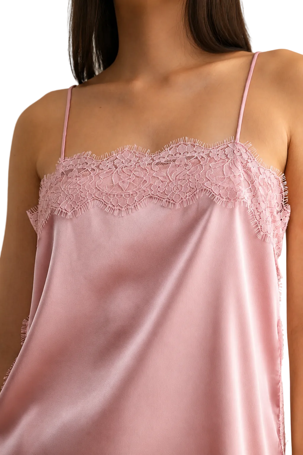 Top Satinado con Encaje