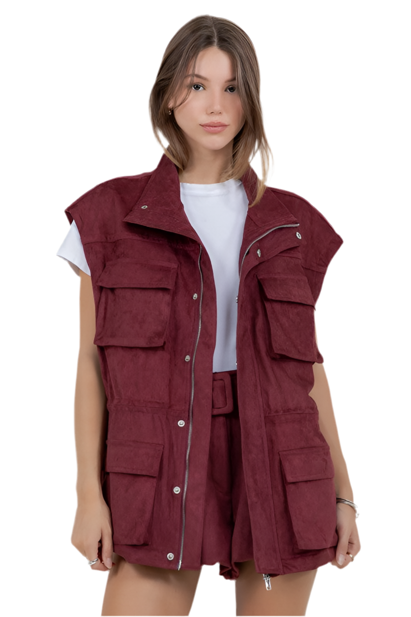 Chaleco Suede Vino