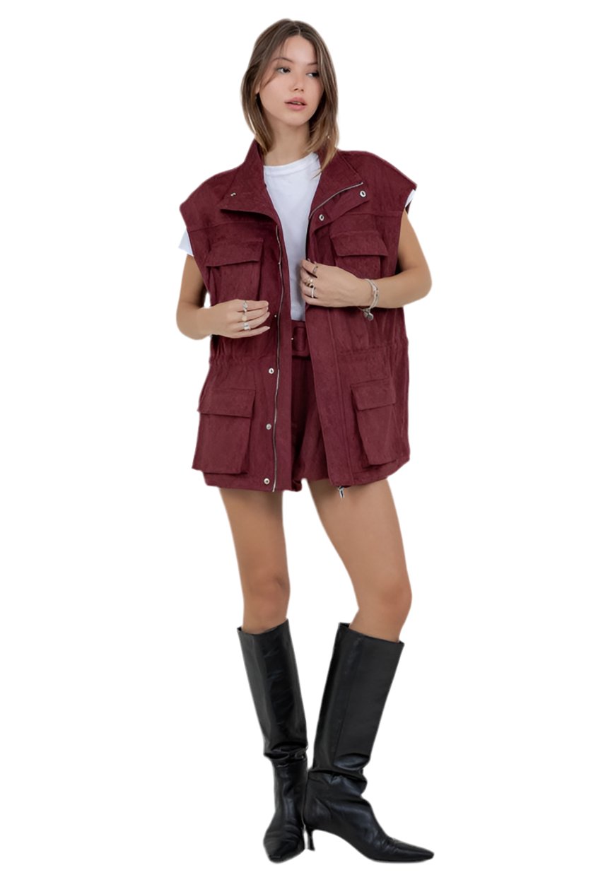 Chaleco Suede Vino