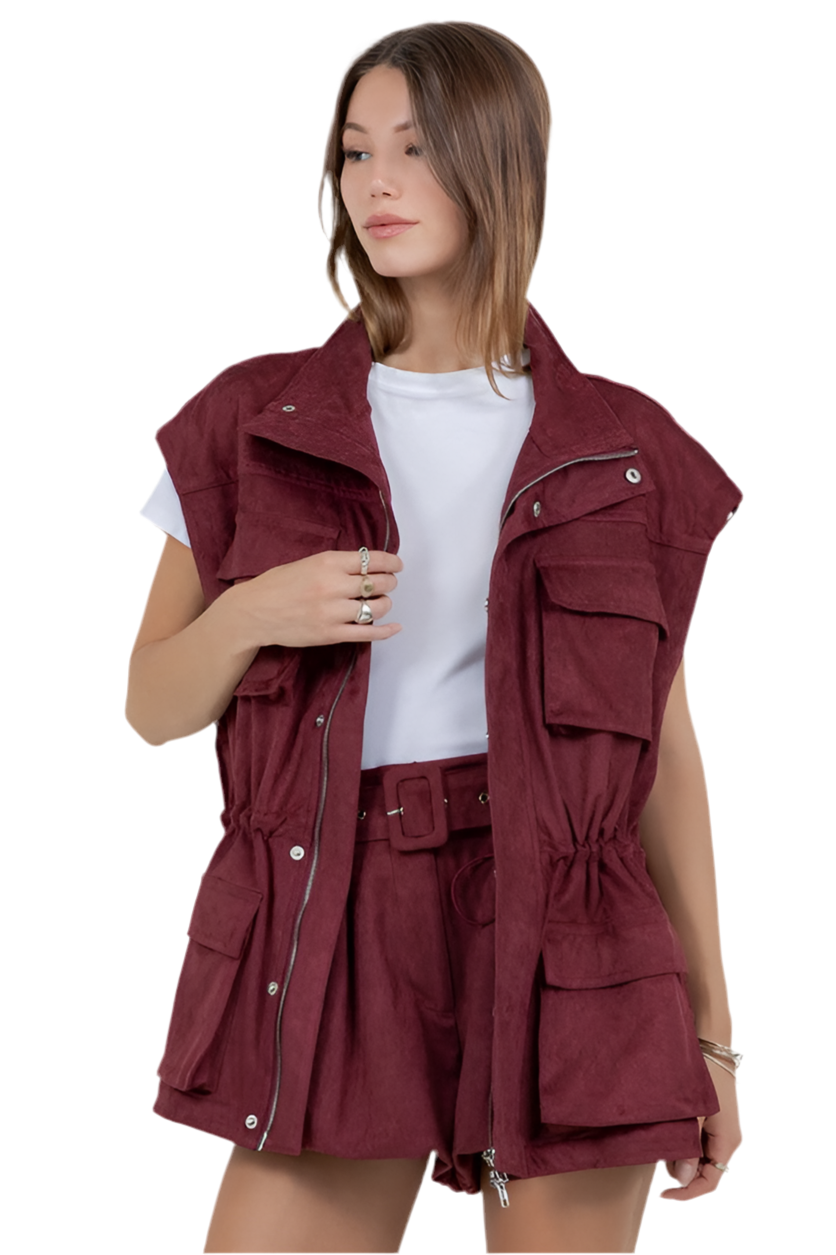 Chaleco Suede Vino