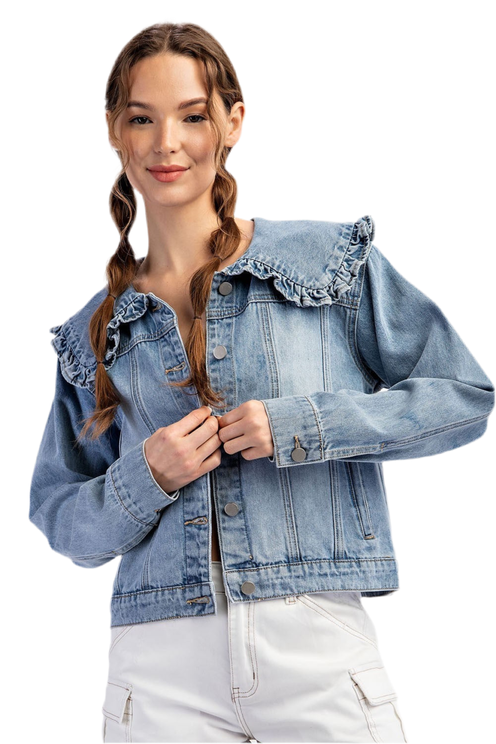 Chamarra Denim con Cuello Bobo