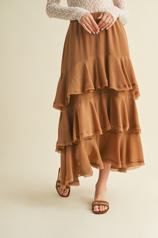 Falda Olanes Caramelo