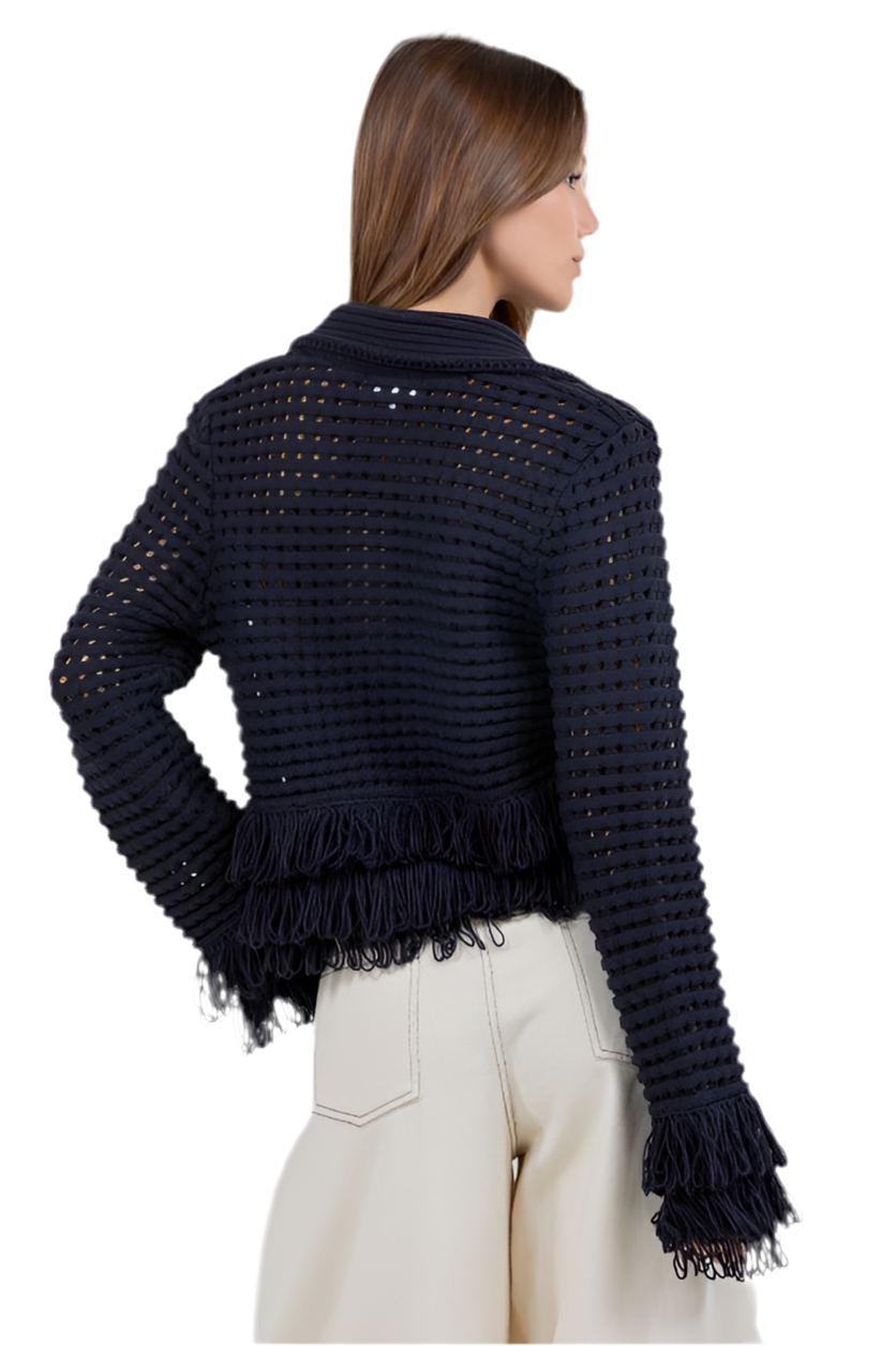 Suéter Crochet Azul Marino