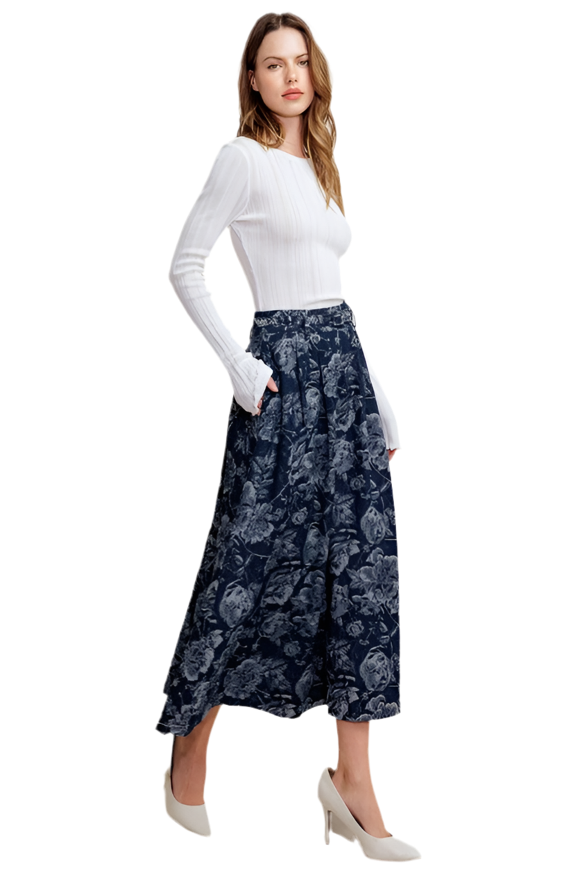 Falda Flores Denim
