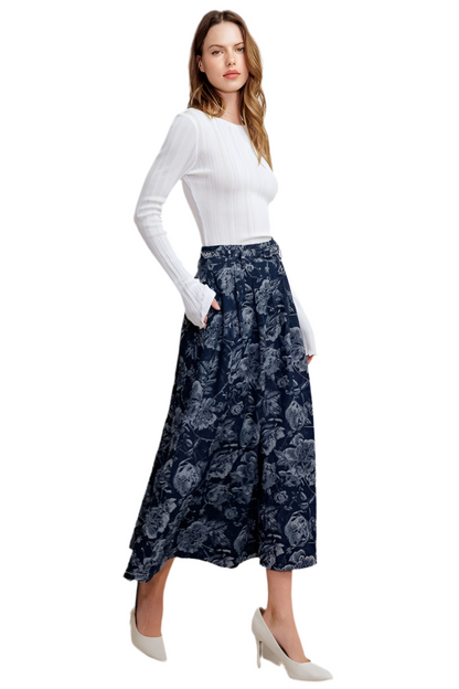 Falda Flores Denim