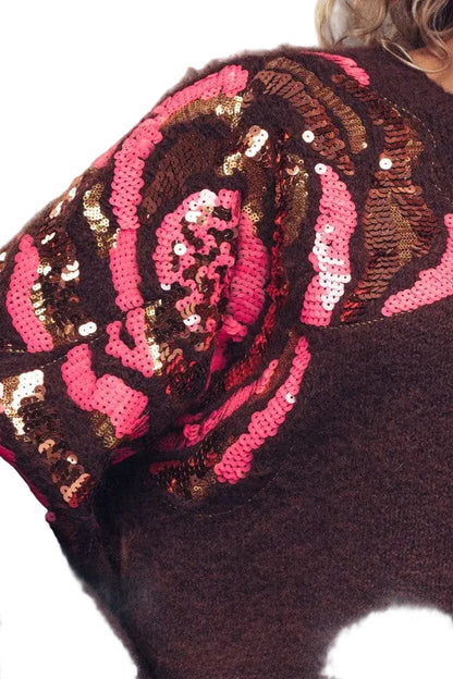 Suéter con Flor de Lentejuelas