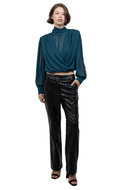 Blusa Drapeada Turquesa