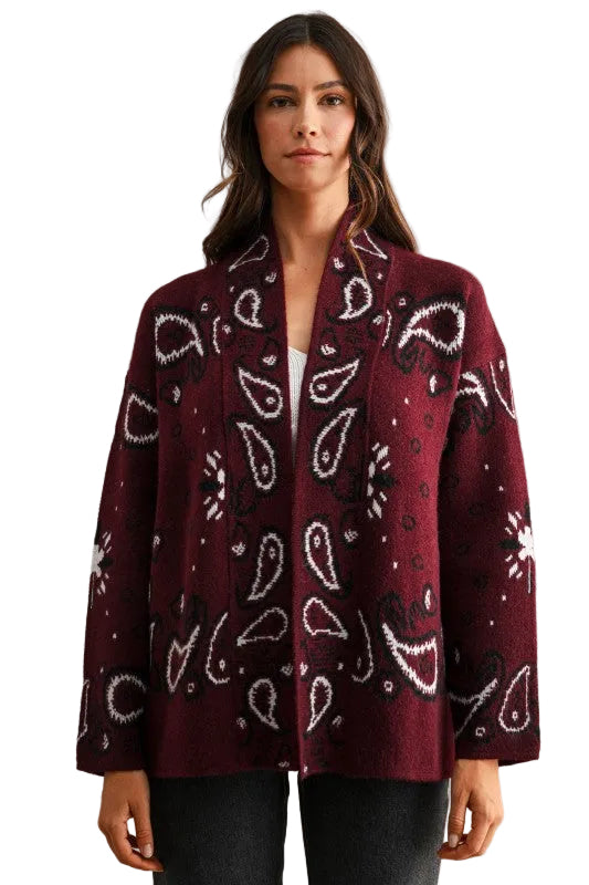 Cardigan Bandana Vino