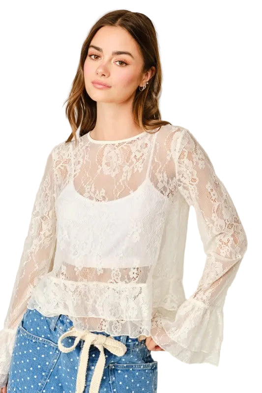 Blusa Encaje con Olanes