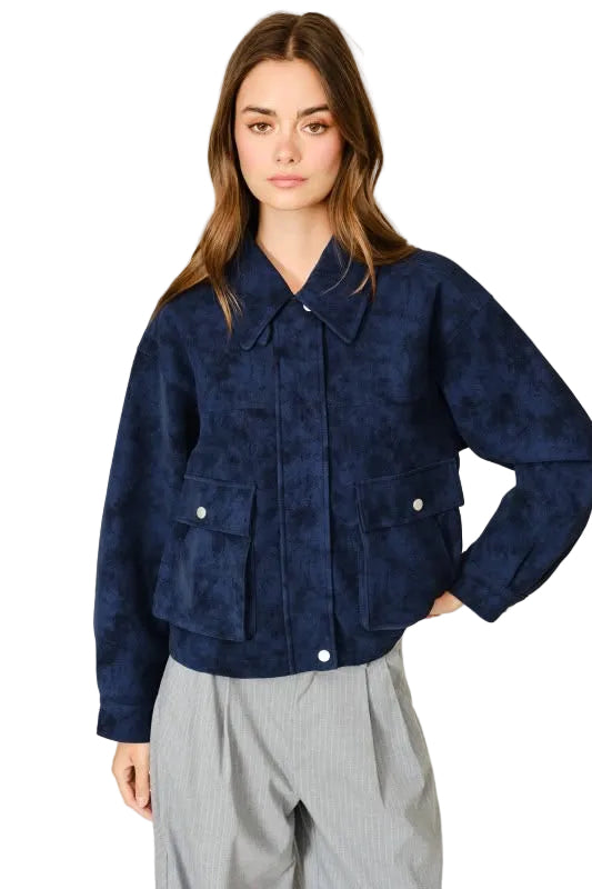 Chamarra Suede Azul