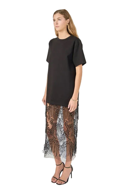 Vestido Cuentas Negro