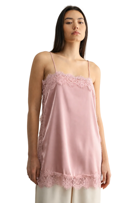 Top Satinado con Encaje