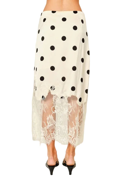 Falda Polka Dot Encaje Crema