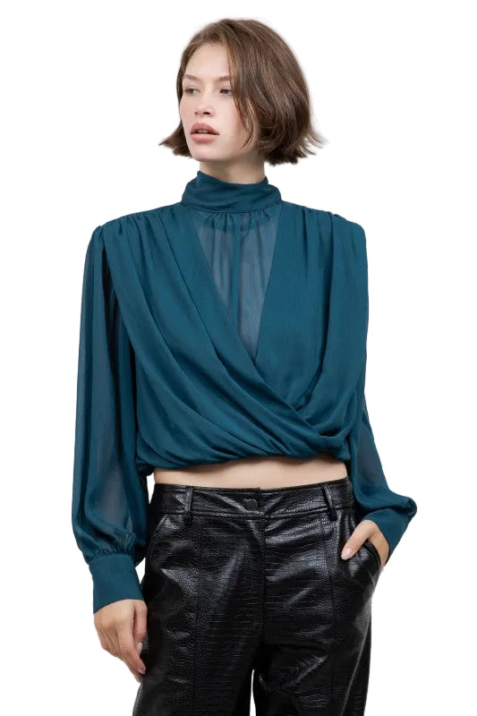 Blusa Drapeada Turquesa