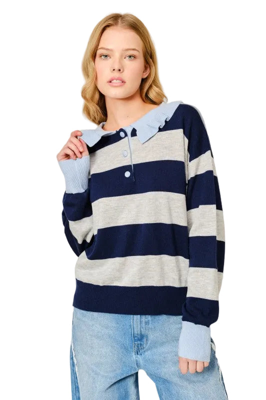 Suéter Polo Rayas