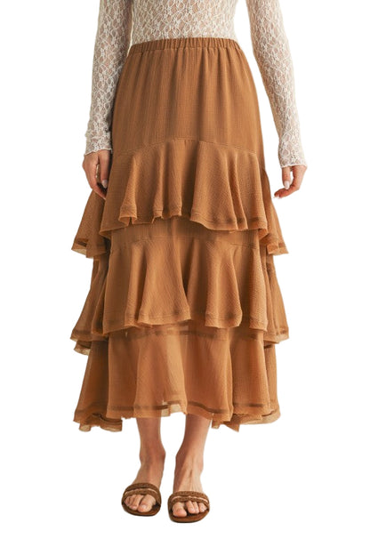 Falda Olanes Caramelo