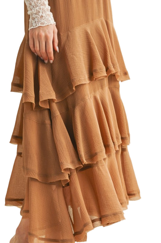 Falda Olanes Caramelo