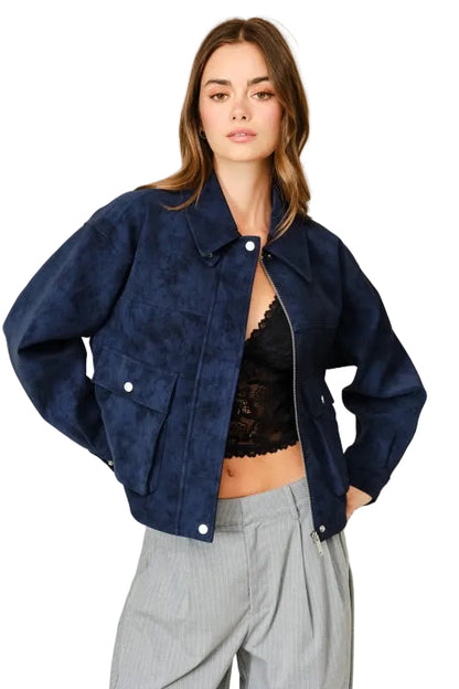 Chamarra Suede Azul