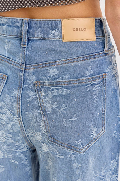Jeans con Flores y Brillos