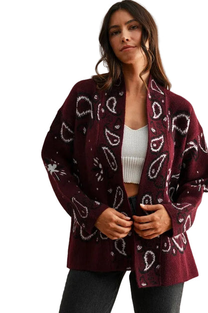 Cardigan Bandana Vino
