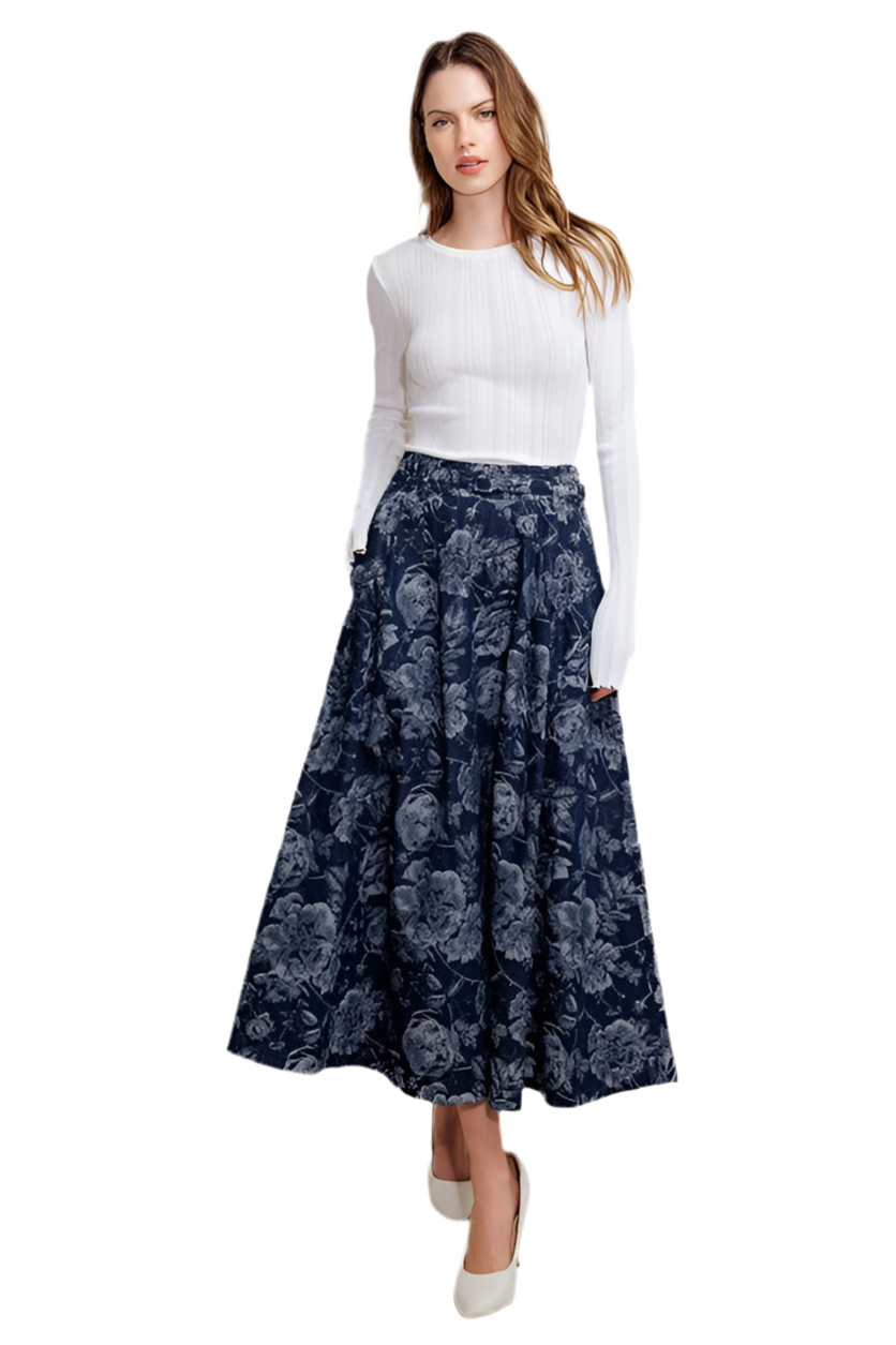 Falda Flores Denim