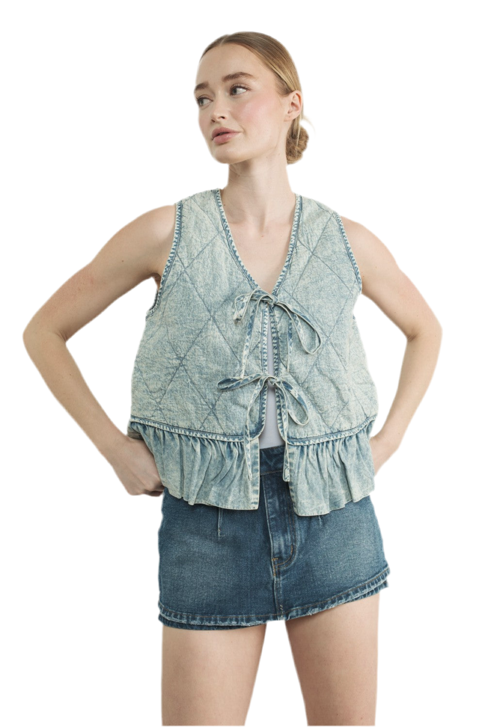 Chaleco/ Blusa Denim con Lazos