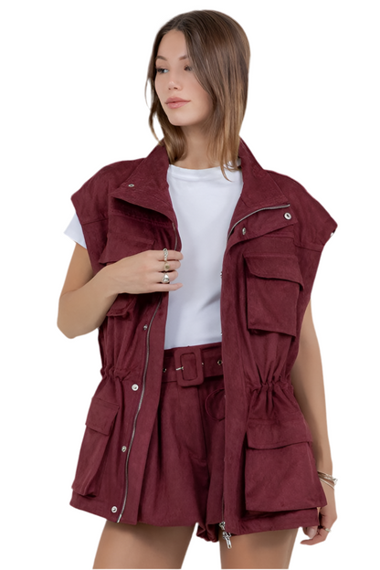 Chaleco Suede Vino