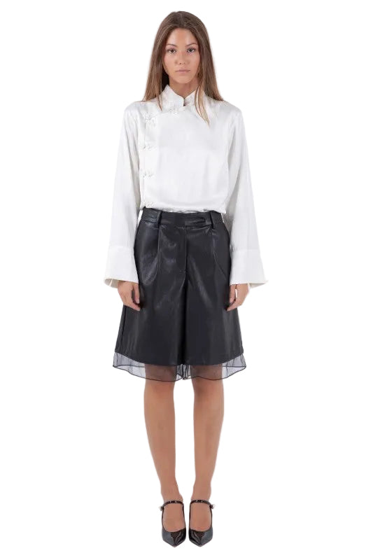 Bermudas Piel con Tul Negras