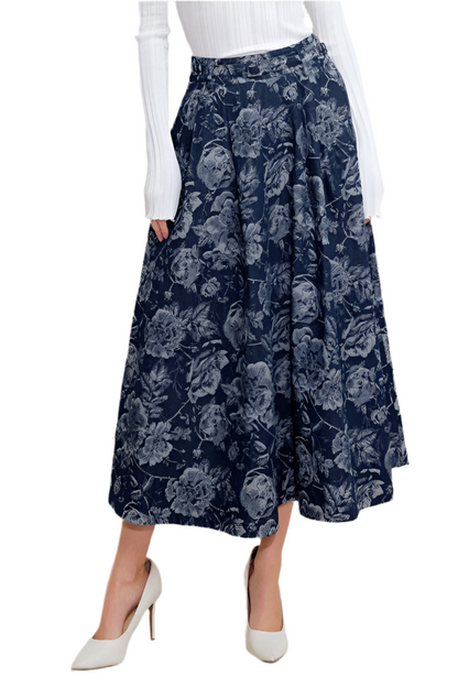 Falda Flores Denim
