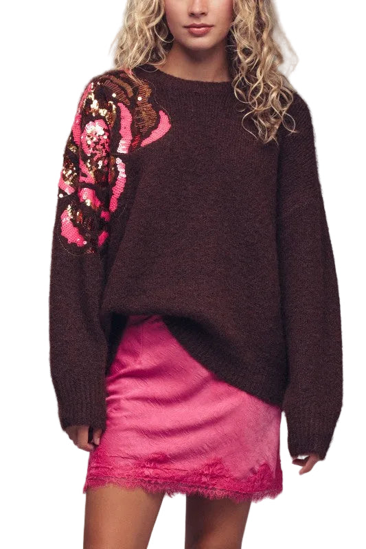 Suéter con Flor de Lentejuelas