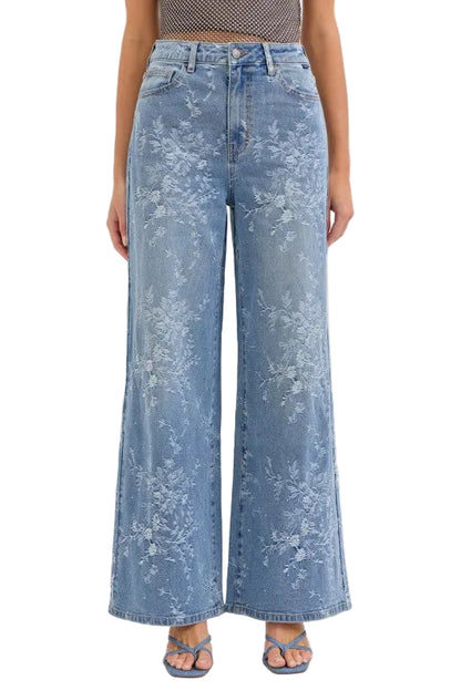 Jeans con Flores y Brillos