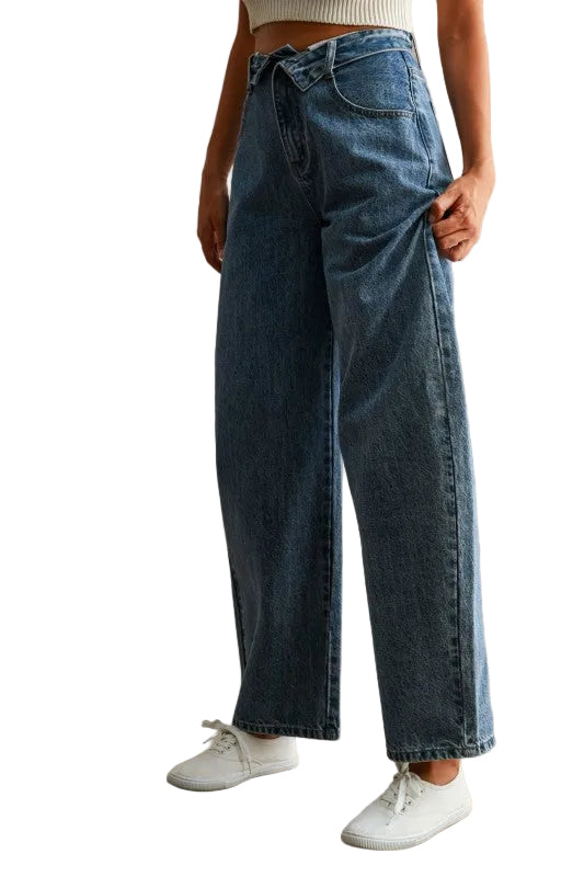 Jeans Barrel Pretina Volteada