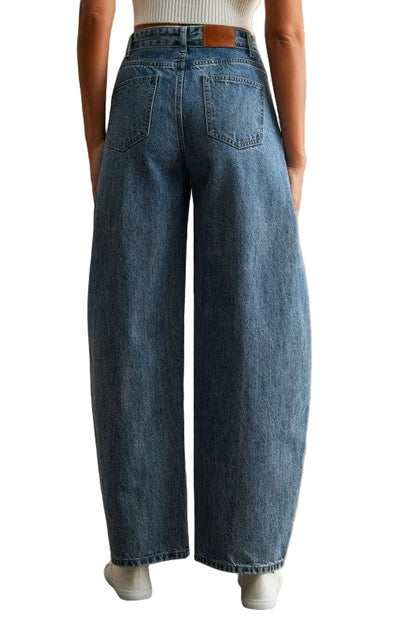 Jeans Barrel Pretina Volteada