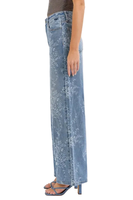 Jeans con Flores y Brillos