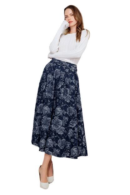 Falda Flores Denim