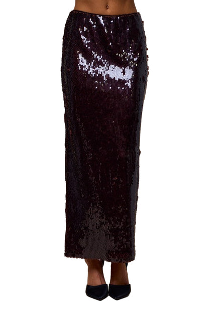 Falda Tubo Lentejuelas Café