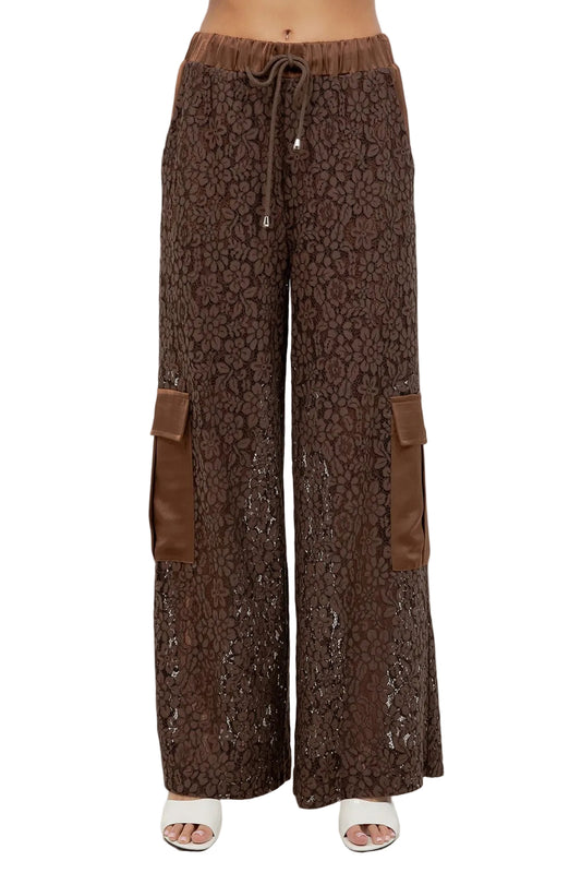 Pantalón Cargo Encaje Café