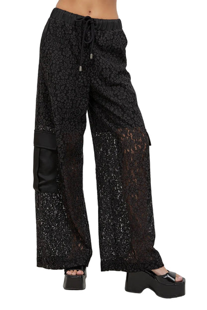 Pantalón Cargo Encaje Negro