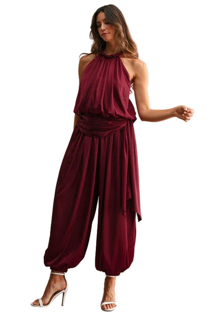 Set Halter Satinado Vino