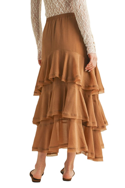 Falda Olanes Caramelo