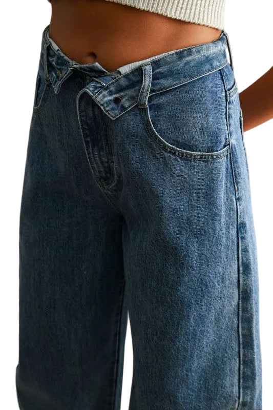 Jeans Barrel Pretina Volteada