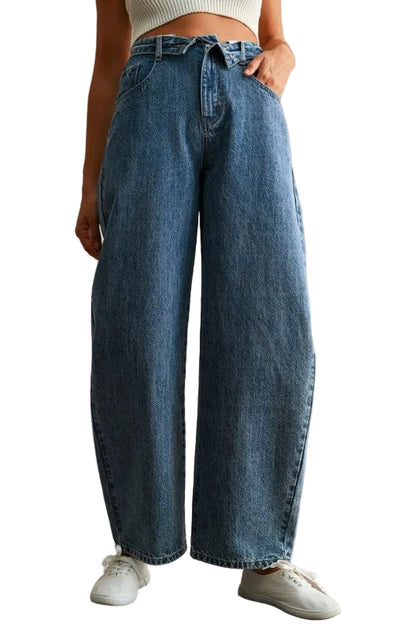 Jeans Barrel Pretina Volteada
