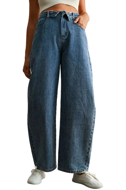Jeans Barrel Pretina Volteada