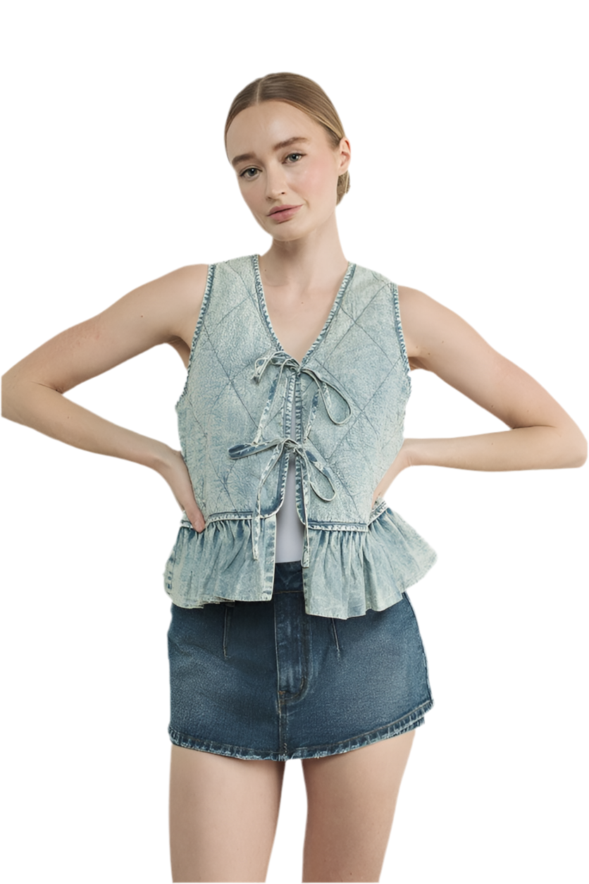 Chaleco/ Blusa Denim con Lazos