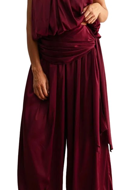 Set Halter Satinado Vino
