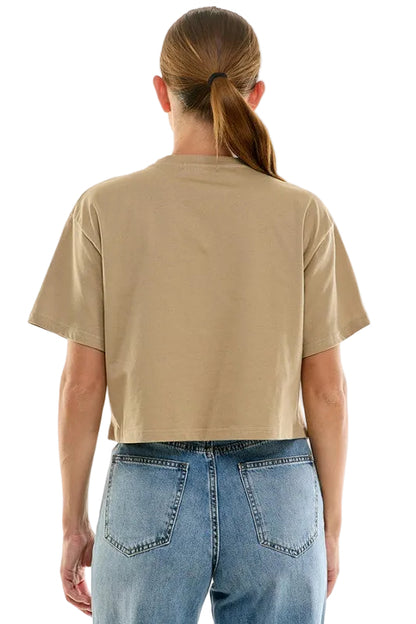 Playera Beige Cropped con Aplicaciones