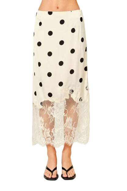 Falda Polka Dot Encaje Crema