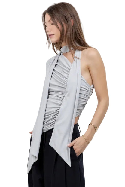 Top Punto Bufanda Gris